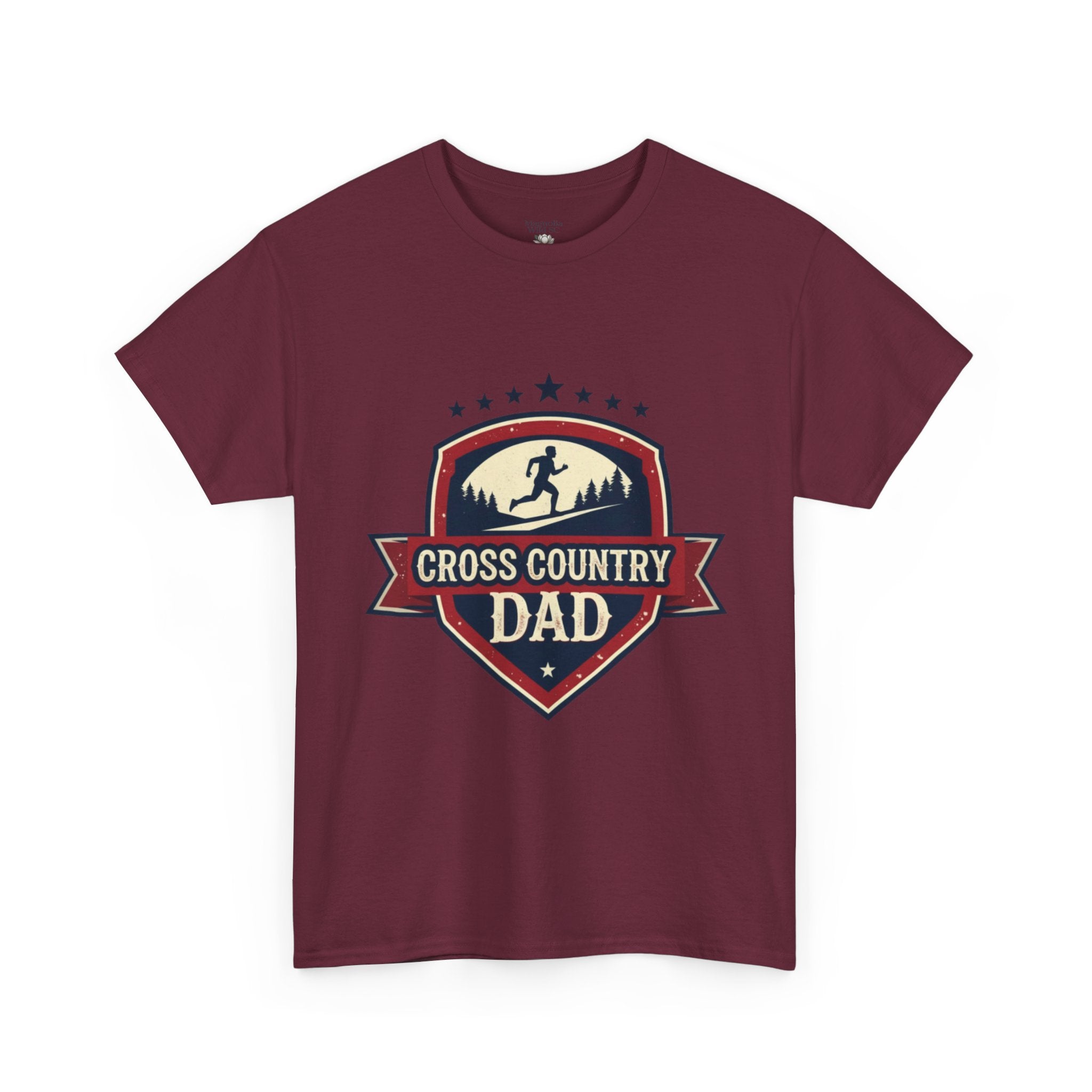 Retro Badge Style: The Vintage Cross Country Dad Shield Tee - Magnolia Wild SC