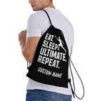 Personalized Ultimate Frisbee Drawstring Bag- "Eat. Sleep. Ultimate. Repeat."