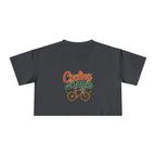 Cycling Mama Crop Tee — Retro Cycling Graphic - Magnolia Wild SC