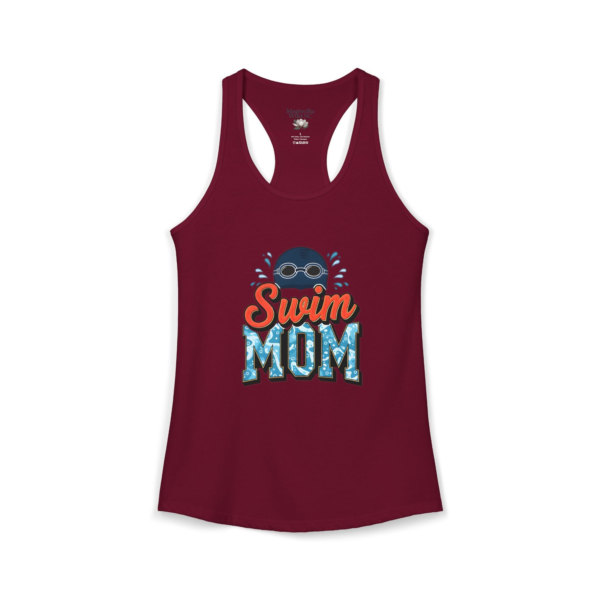 Swim Mom Racerback Tank – Personalized Name & Number Option | Lightweight Women’s Swim Tank Top - Magnolia Wild SC