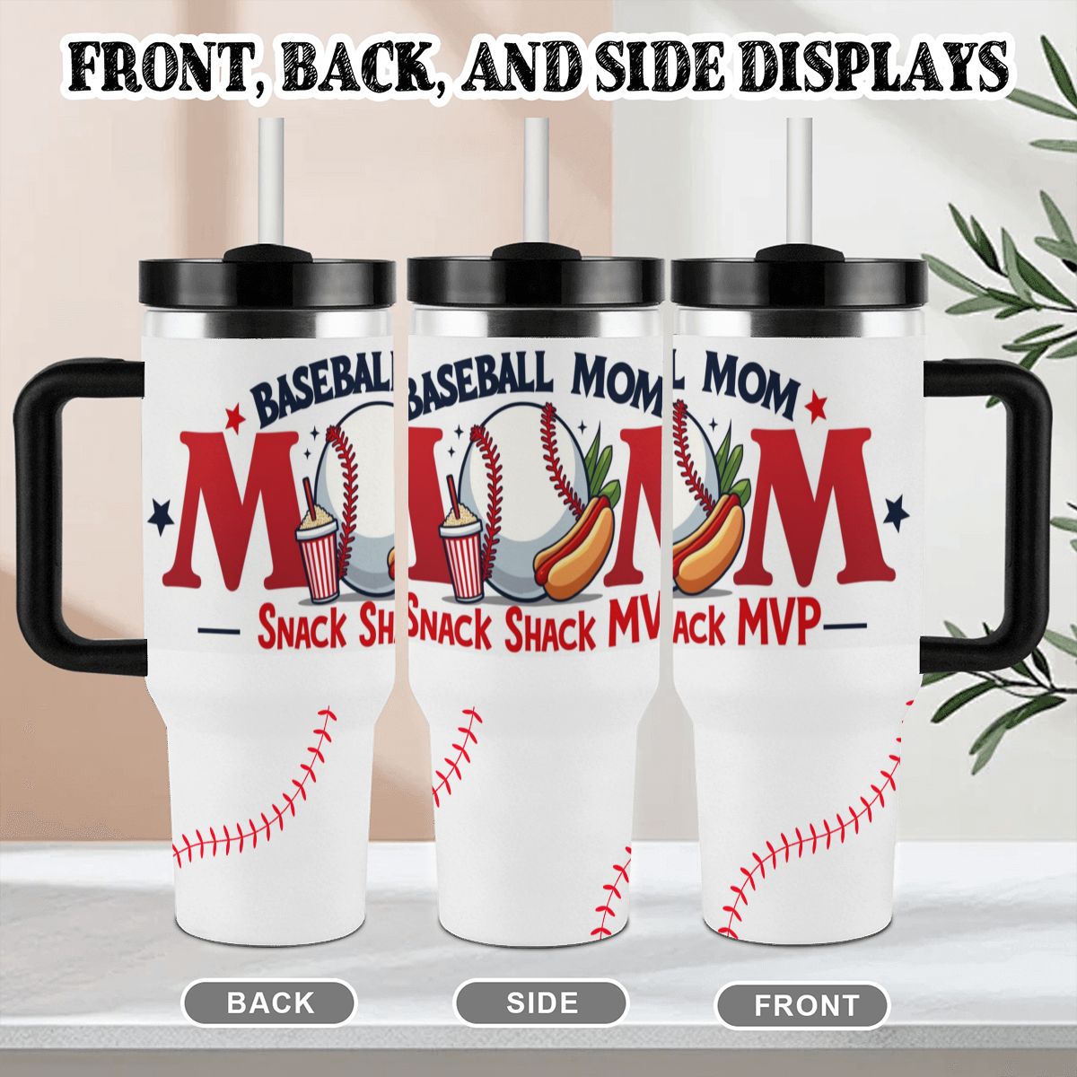 The "Snack Shack MVP" 40oz Baseball Mom Tumbler - Magnolia Wild SC