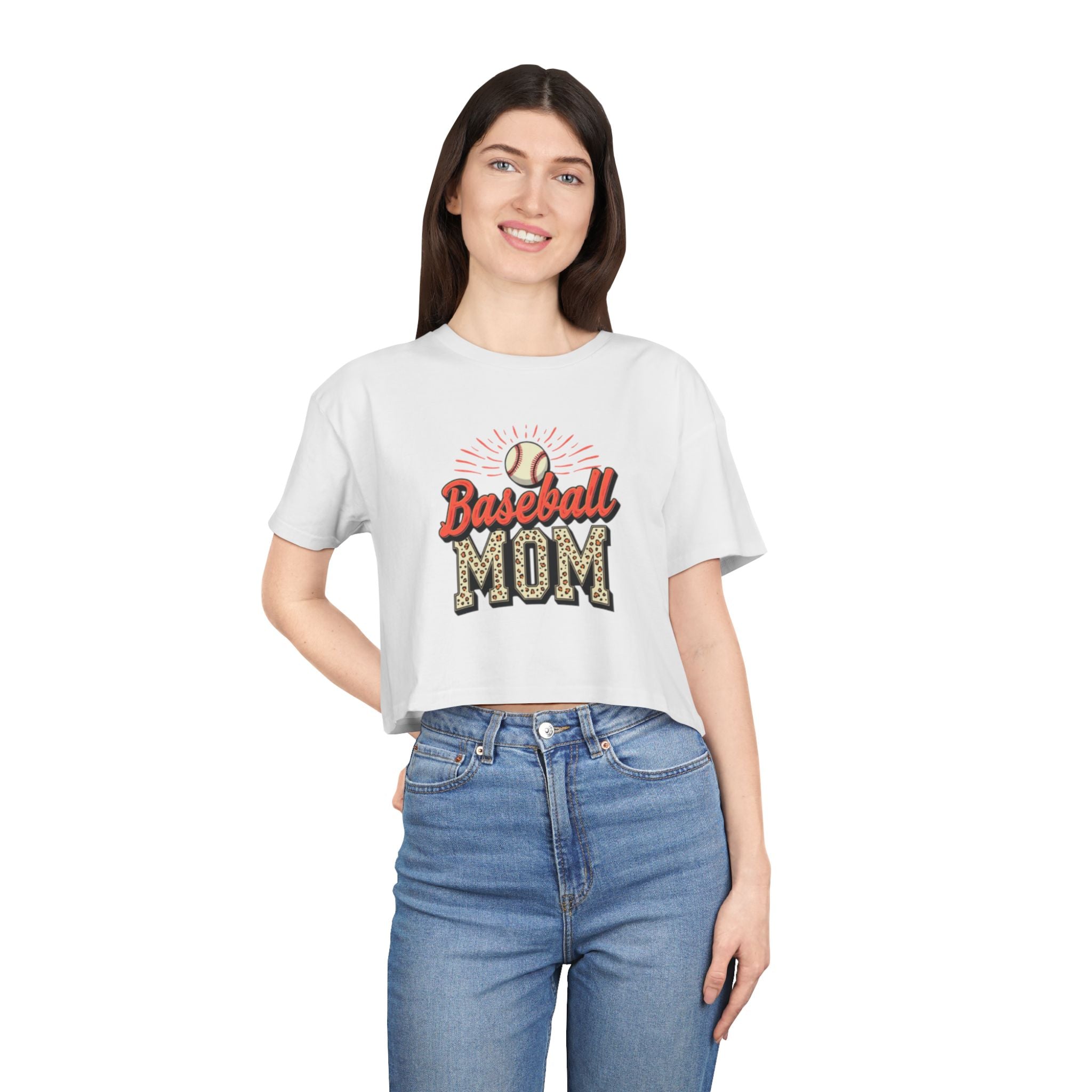 Baseball Mom Cheetah Print Women's Crop Tee - Magnolia Wild SC