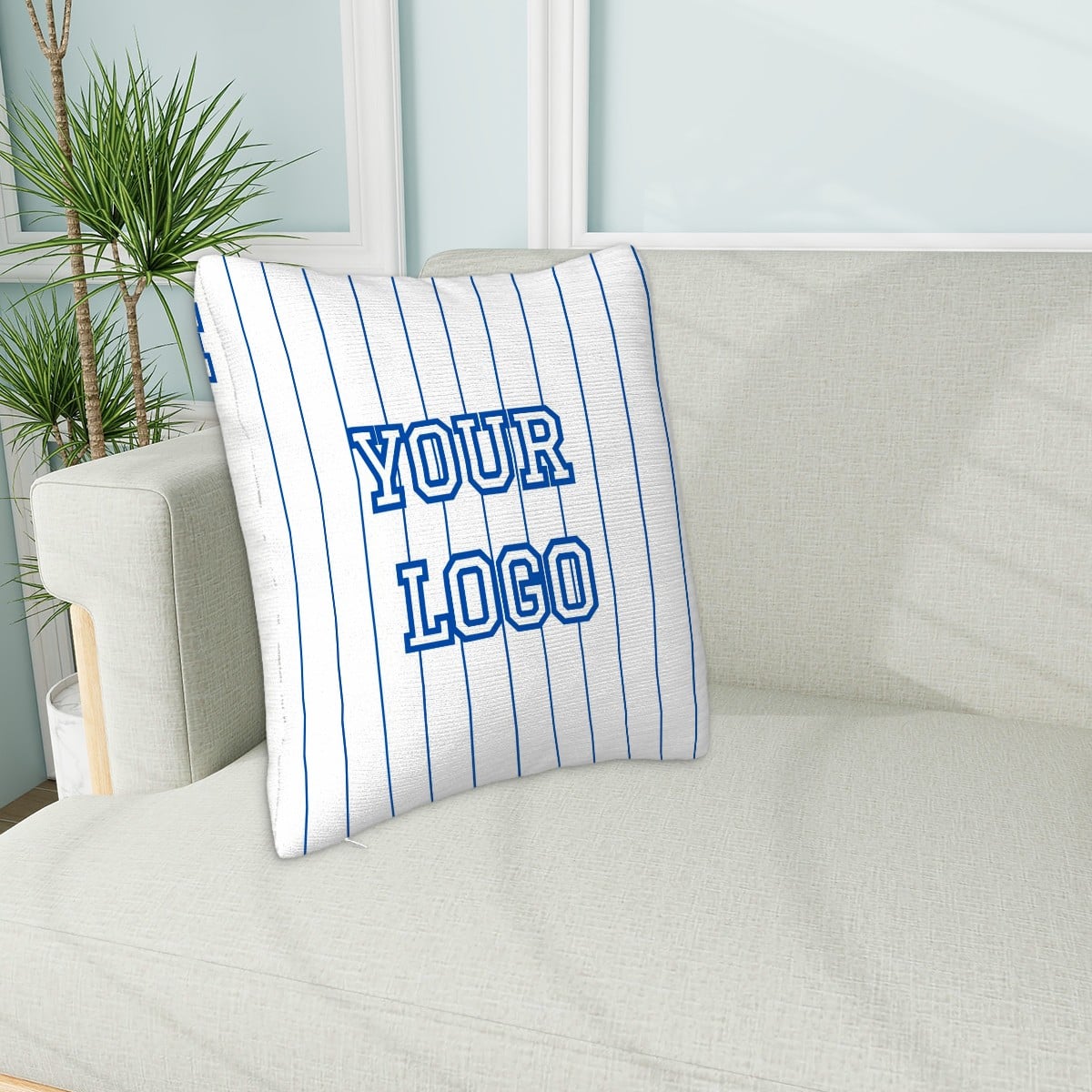 Custom Pinstripe Sports Pillow — Personalized Team Logo, Player Name & Number - Magnolia Wild SC