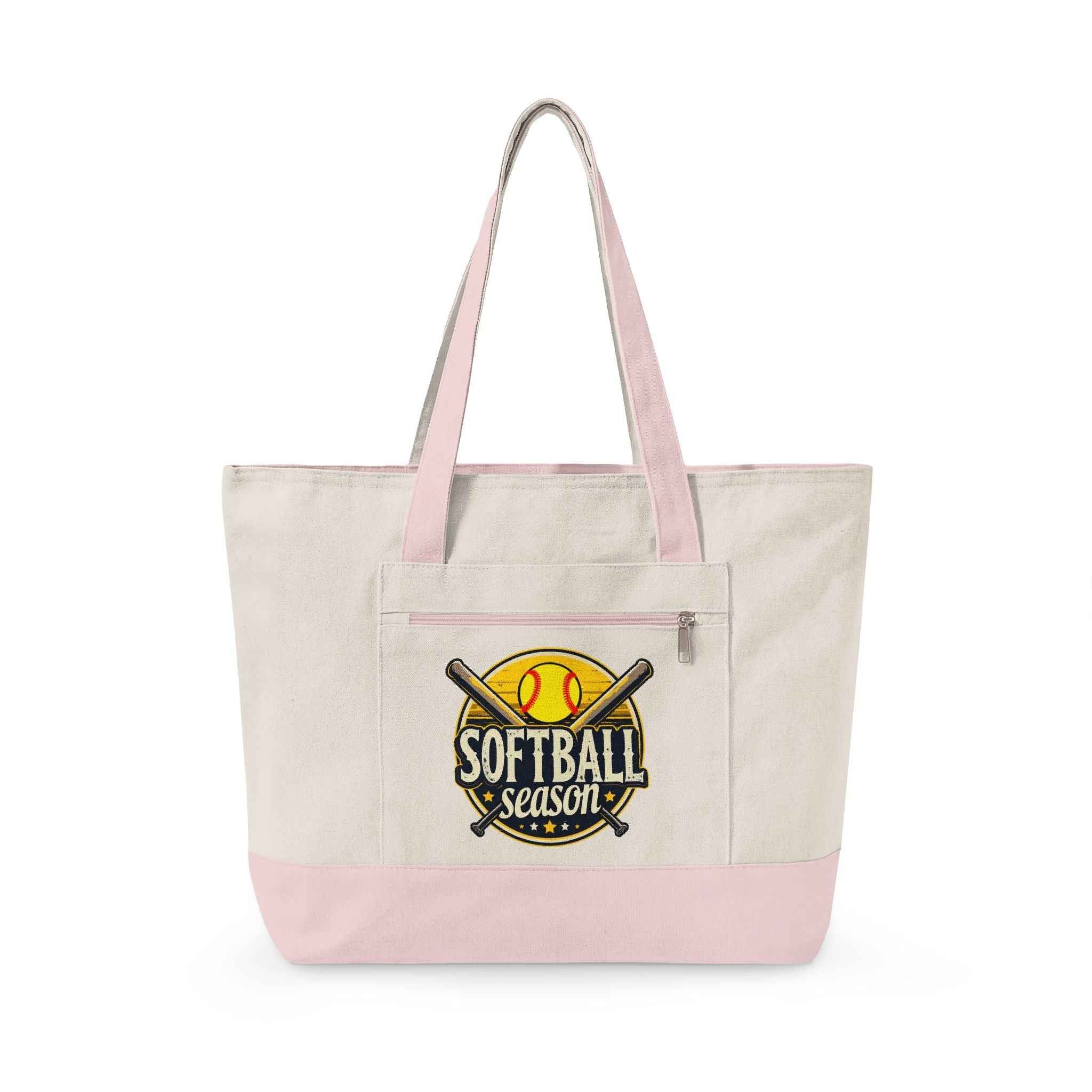 Personalized Softball Season Canvas Tote — Game Day Bag for Moms, Grandmas & Athletes
