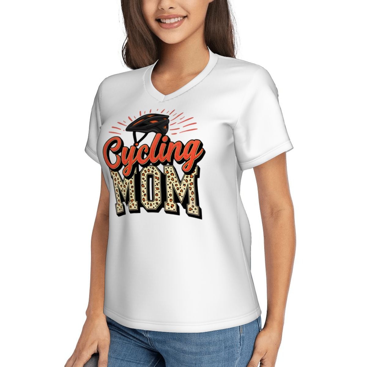 Cycling Mom Women's V-Neck Short-Sleeve T-Shirt - Magnolia Wild SC