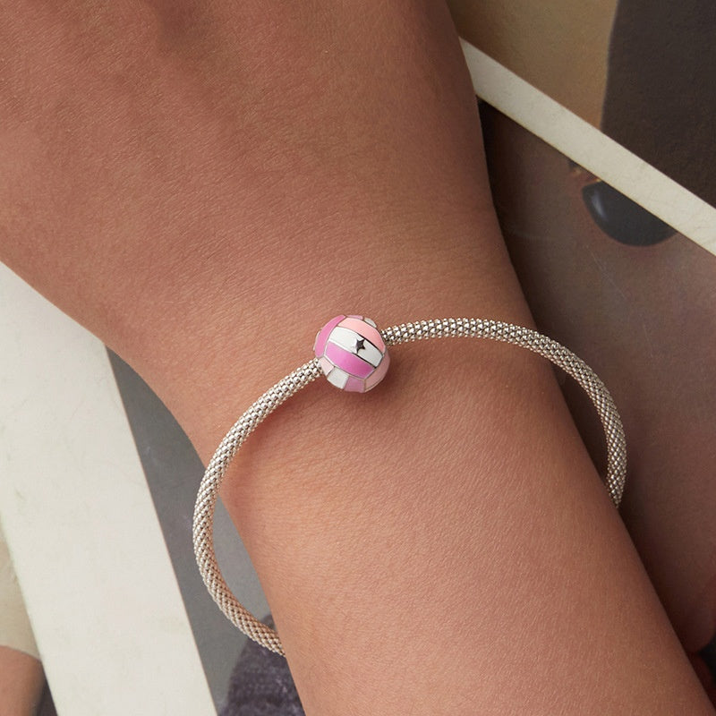 Volleyball Bead – Sterling Silver Volleyball Jewelry Bead for Bracelets & Necklaces - Magnolia Wild SC