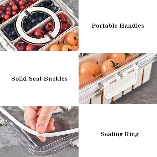 Snack Tray With Divided Lid And Handle - Magnolia Wild SC