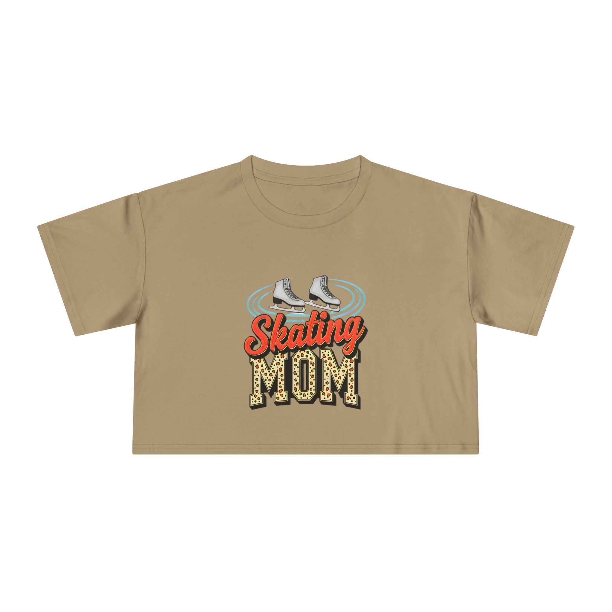 Figure Skating Mom Cheetah Print Women's Crop Tee