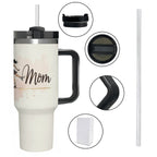 Elegant Watercolor Figure Skating Mom 40oz Insulated Tumbler with Handle and Straw - Magnolia Wild SC