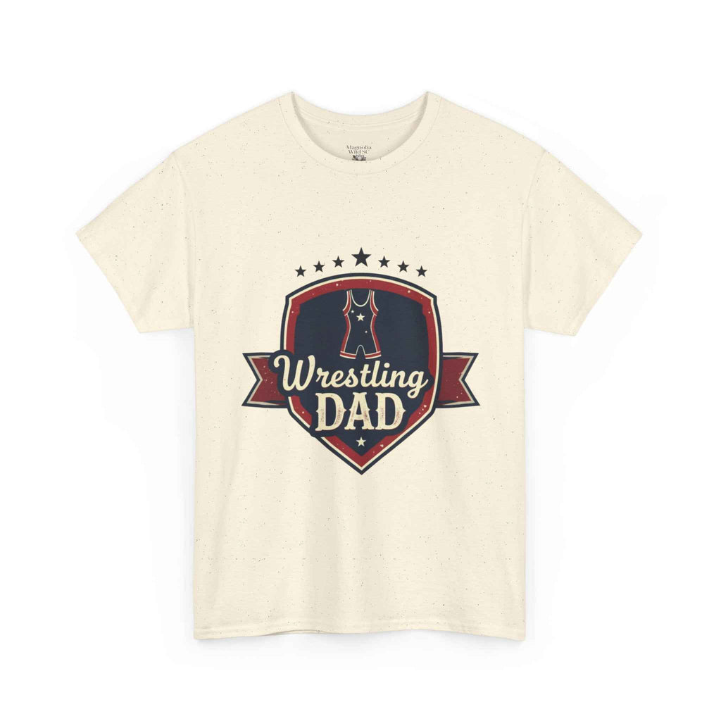 Retro Badge Style: The Vintage Wrestling Dad Shield Tee