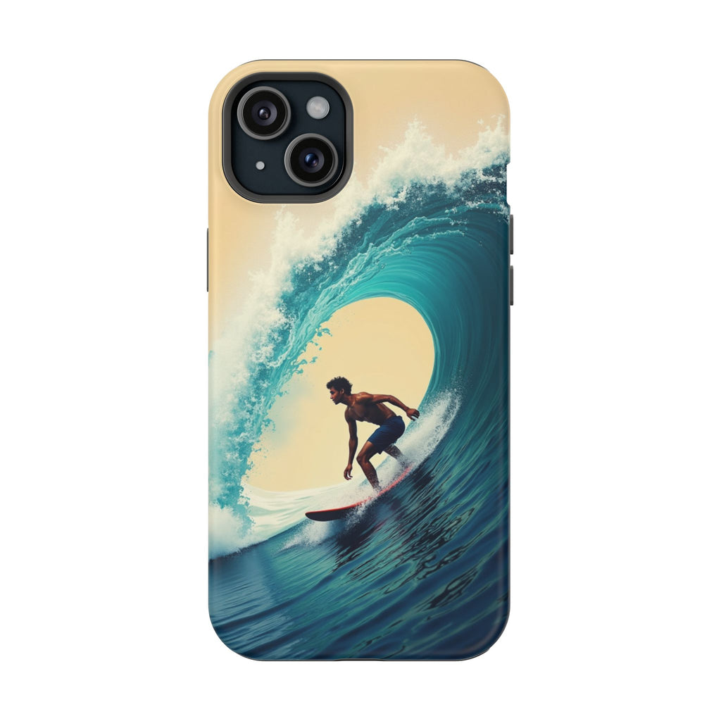 Surfer Riding a Wave iPhone Case — Magnetic Impact-Resistant - Magnolia Wild SC