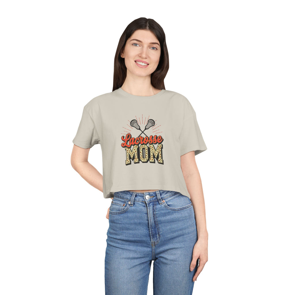 Lacrosse Mom Cheetah Print Women's Crop Tee - Magnolia Wild SC