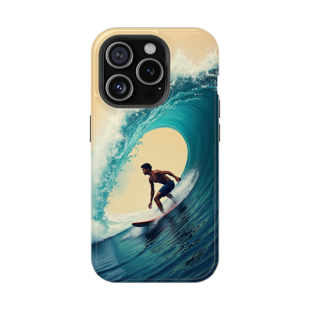 Surfer Riding a Wave iPhone Case — Magnetic Impact-Resistant - Magnolia Wild SC