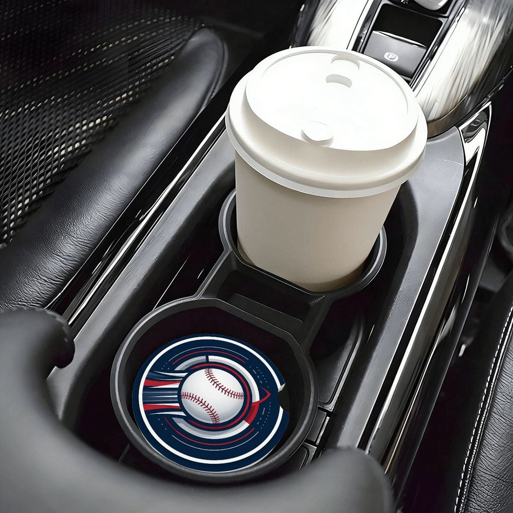 Baseball Power Stroke Car Coasters | Absorbent Ceramic 2-Pack