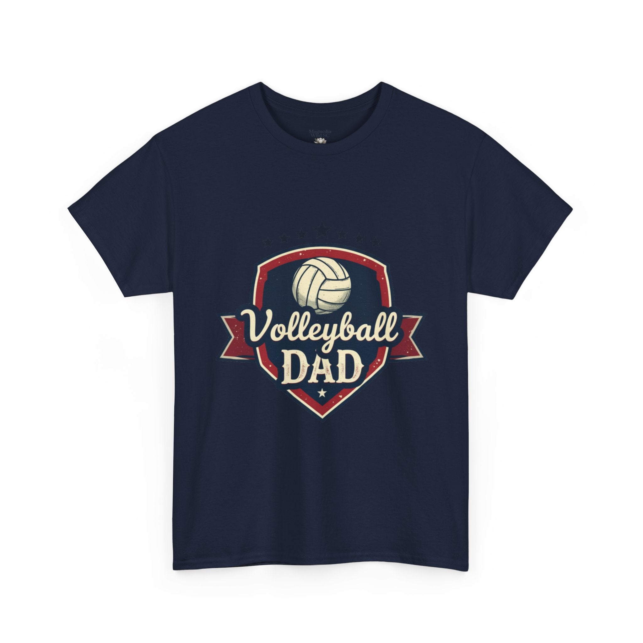 Retro Badge Style: The Vintage Volleyball Dad Shield Tee - Magnolia Wild SC