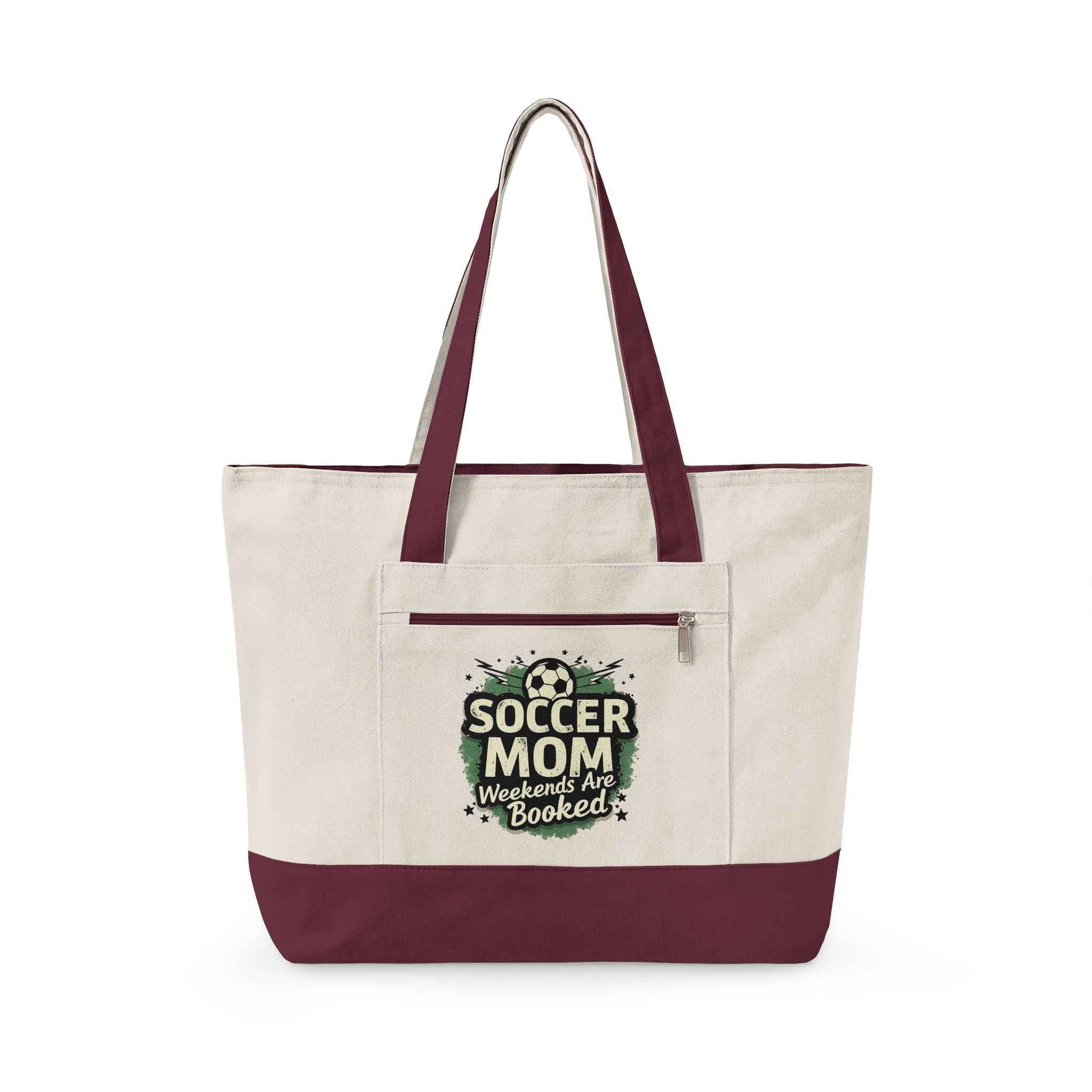 Personalized Soccer Mom Zippered Tote — Weekends Are Booked (Seriously!)