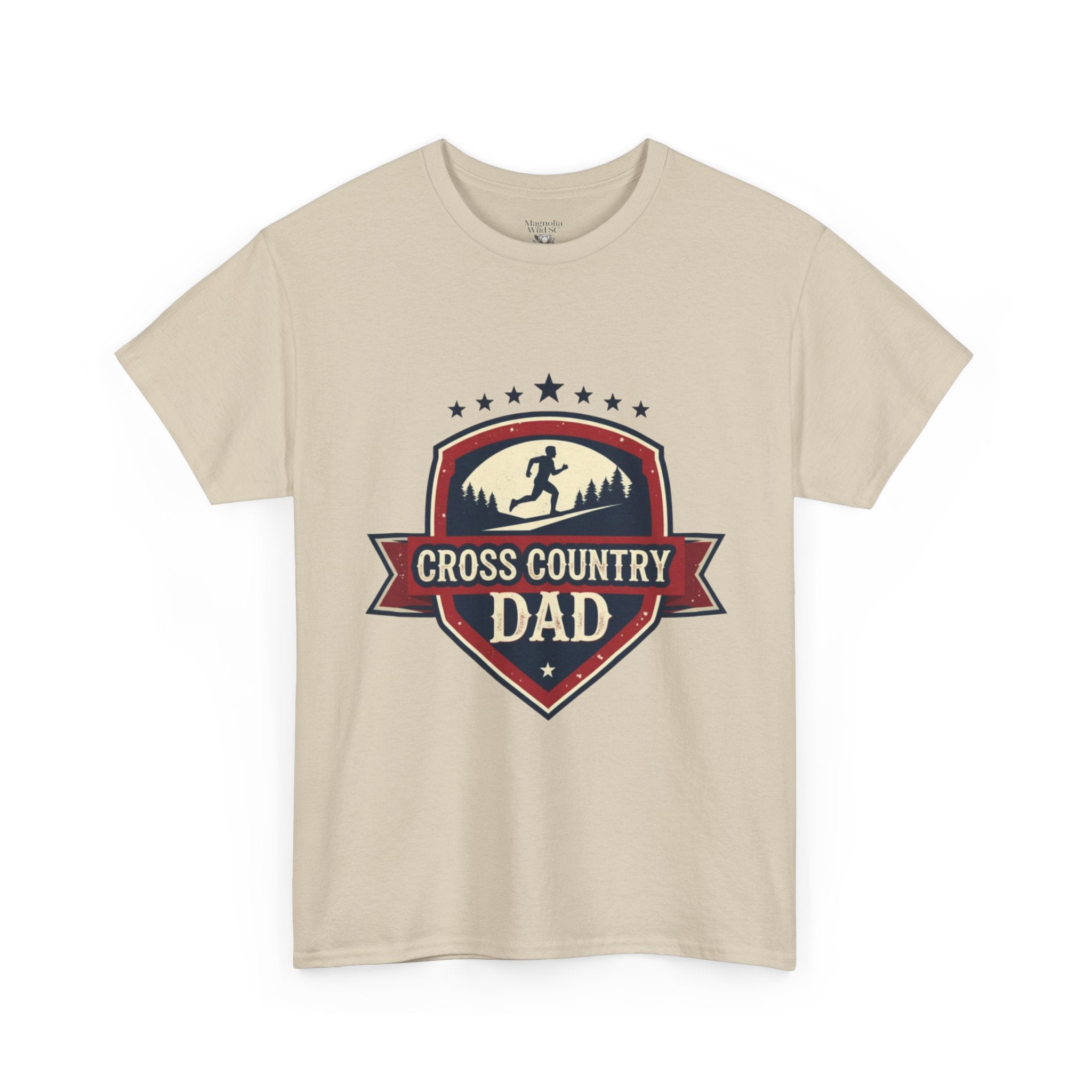 Retro Badge Style: The Vintage Cross Country Dad Shield Tee - Magnolia Wild SC