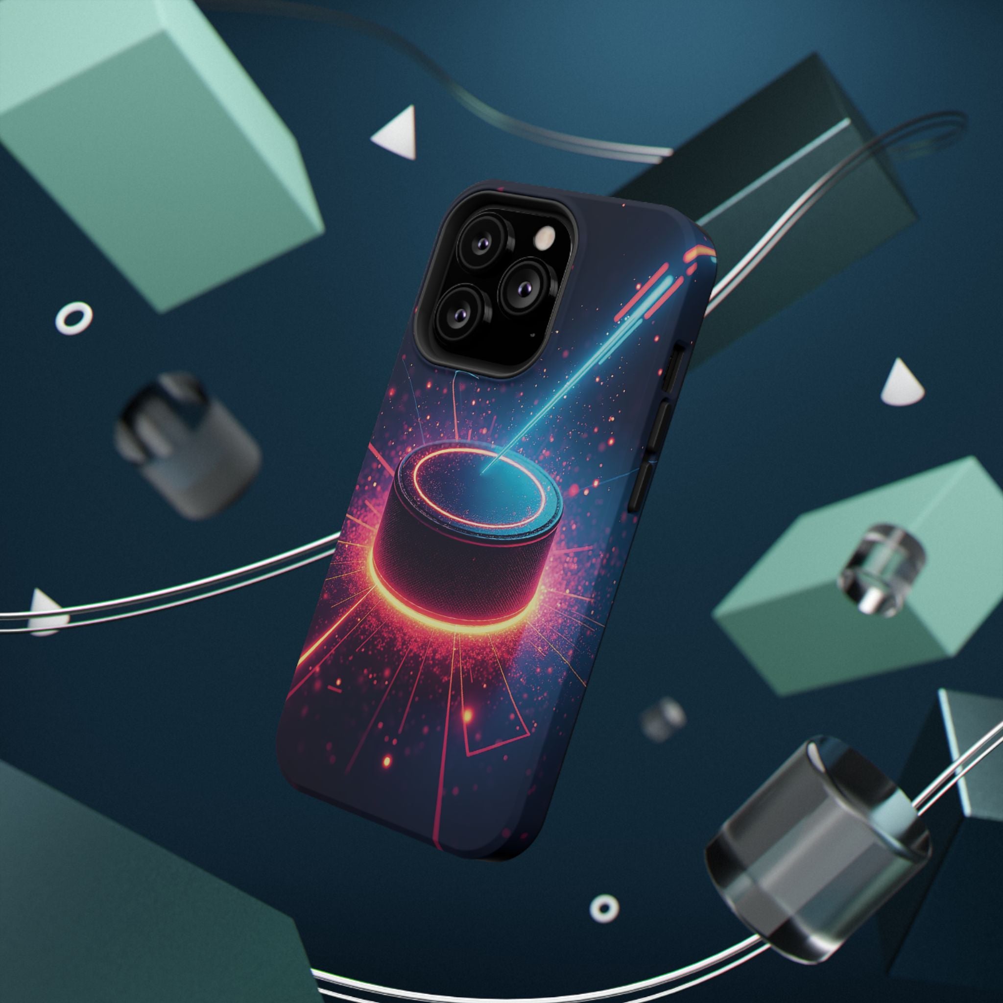 Neon Laser Hockey Puck Impact-Resistant Phone Case - Magnolia Wild SC