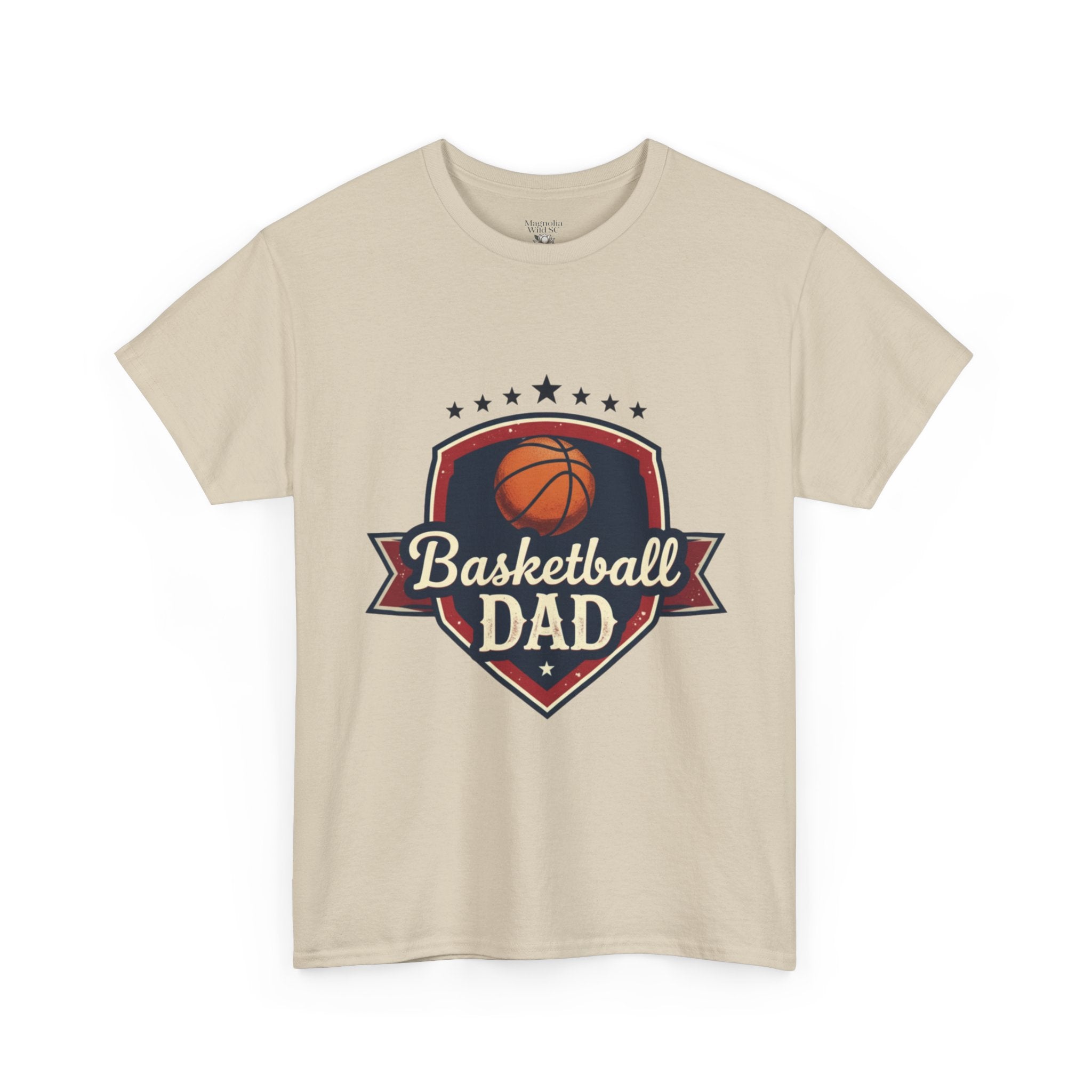 Retro Court Style: The Vintage Basketball Dad Shield Tee - Magnolia Wild SC