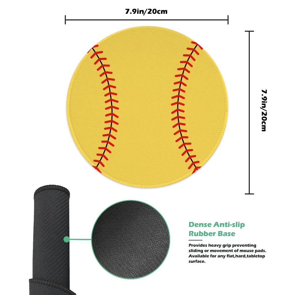 Softball-Shaped Mouse Pad – Non-Slip Rubber Base Polyester Mouse Pad - Magnolia Wild SC