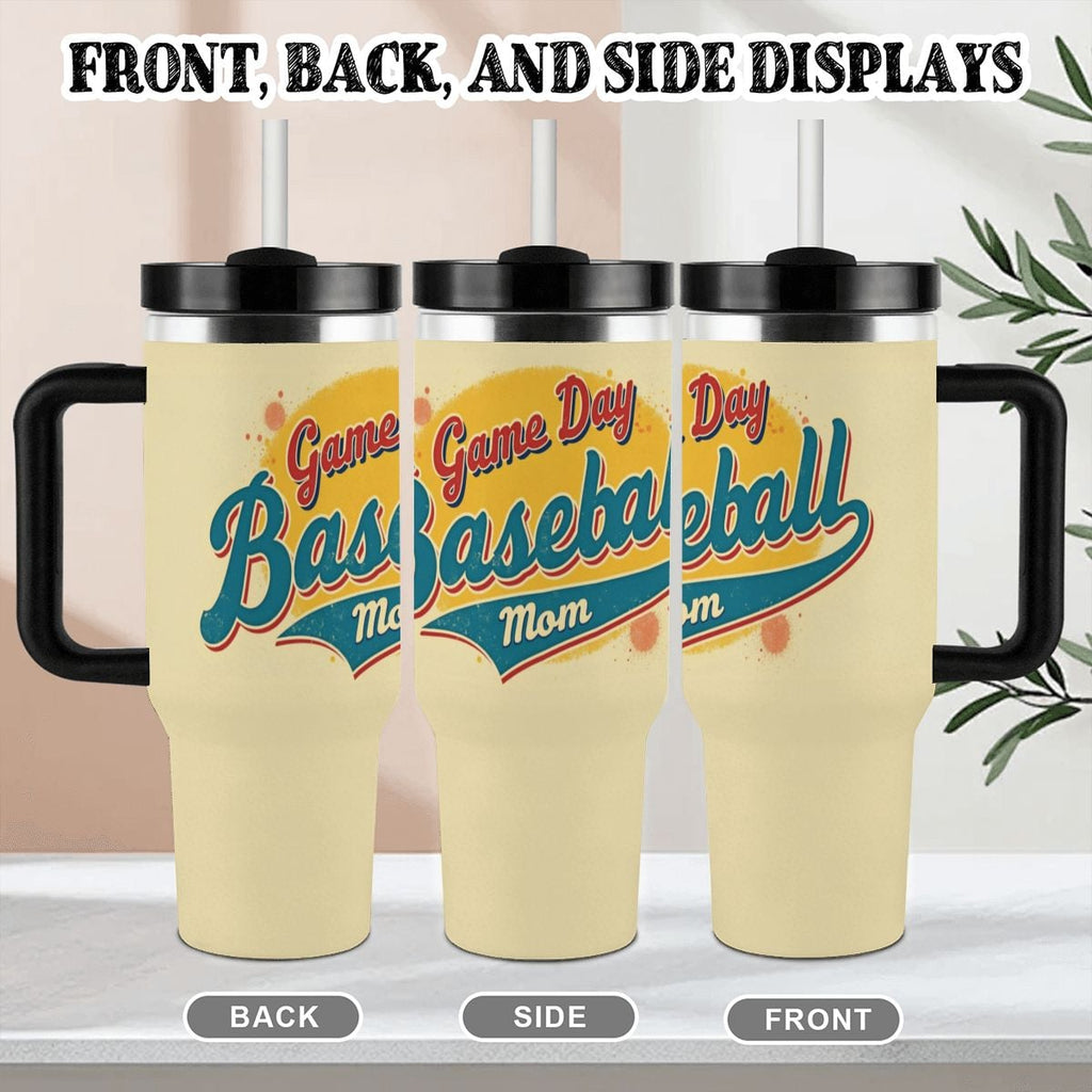 Baseball Game Day Mom 40oz Tumbler with Handle and Straw - Magnolia Wild SC