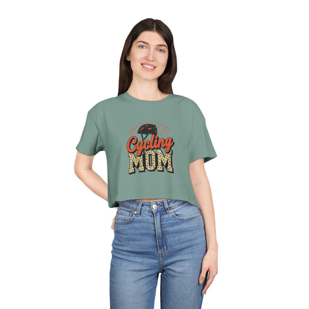 Cycling Mom Cheetah Print Crop Tee
