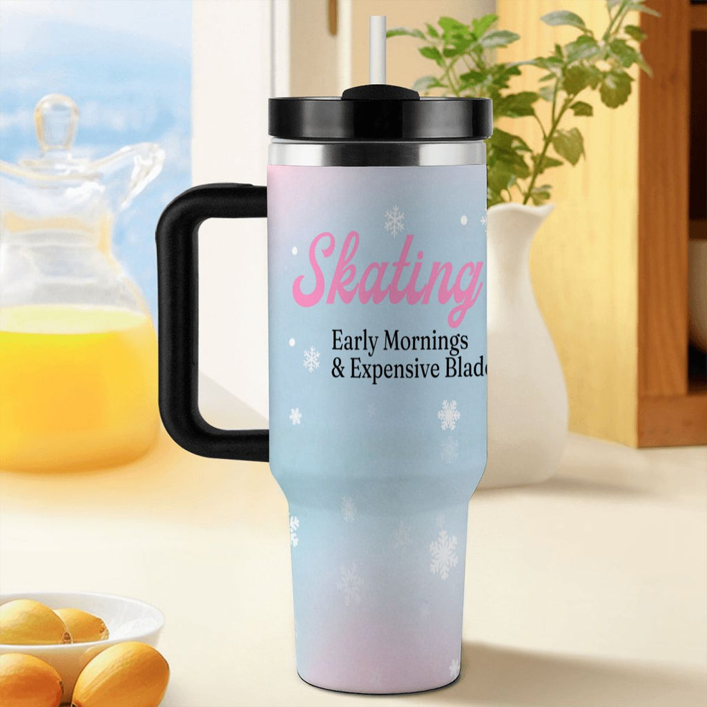 "Figure Skating Mom: Early Mornings & Expensive Blades" 40oz Tumbler with Handle and Straw - Magnolia Wild SC