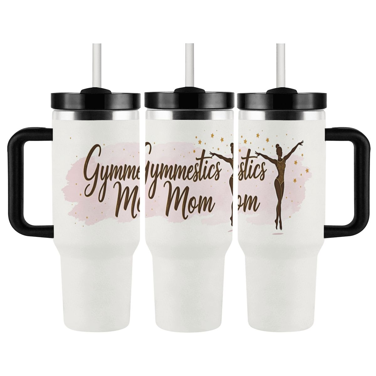 Elegant Watercolor Gymnastics Mom 40oz Tumbler with Handle and Straw - Magnolia Wild SC
