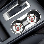 Lacrosse Mom Car Coasters – 2 Pack Ceramic Absorbent Cup Holder Inserts with Cork Base - Magnolia Wild SC