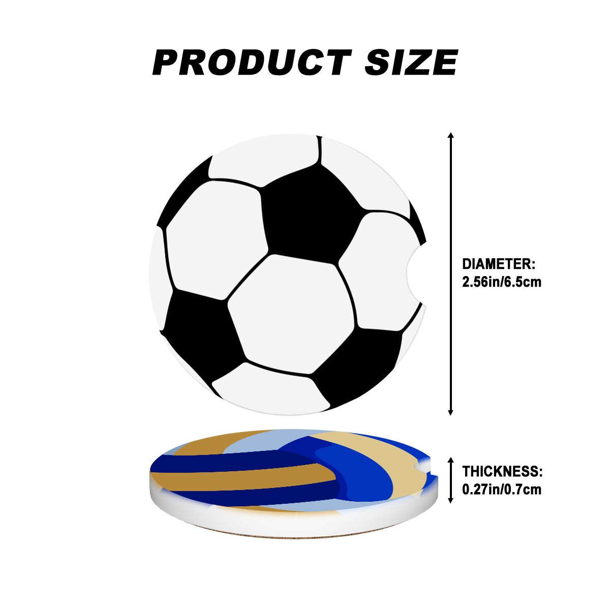 Sports Ball Car Coasters – Choose Your Sport (2-Pack Absorbent Ceramic Cup Holder Protectors with Cork Base) - Magnolia Wild SC