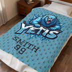 Personalized Hockey Velveteen Blanket — Custom Team Logo, Player Name & Number