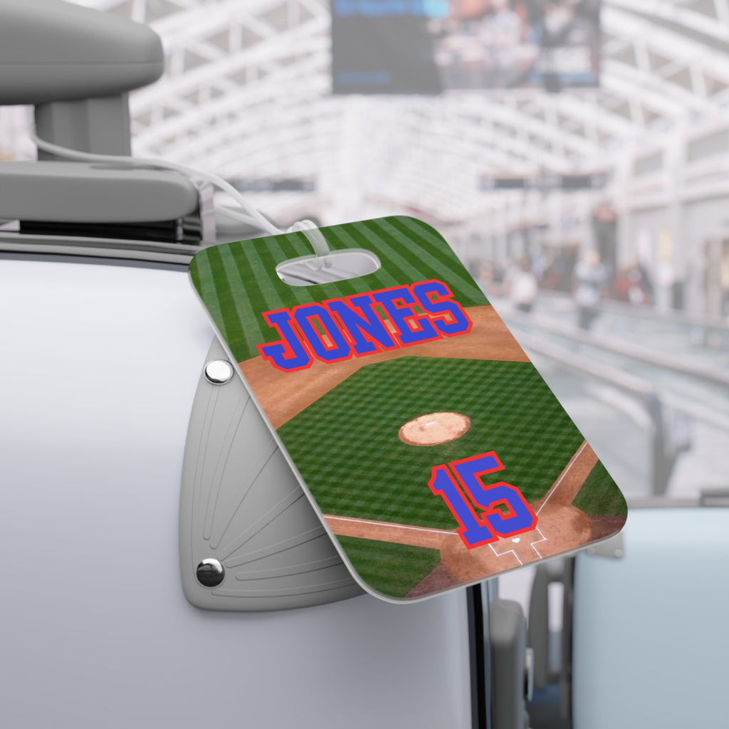 Baseball Luggage Tag — Customizable Name & Number with Game Checklist - Magnolia Wild SC