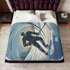 Custom Hockey Player Sherpa Blanket — Personalized Name & Number