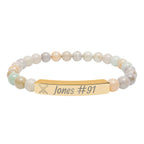 Personalized Baseball/Softball Bracelet | Natural Stone Stretch Bar Bracelet