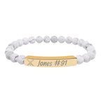 Personalized Baseball/Softball Bracelet | Natural Stone Stretch Bar Bracelet