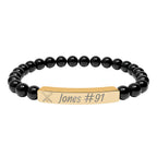 Personalized Baseball/Softball Bracelet | Natural Stone Stretch Bar Bracelet