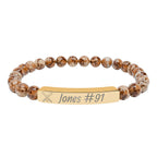 Personalized Baseball/Softball Bracelet | Natural Stone Stretch Bar Bracelet