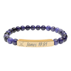 Personalized Baseball/Softball Bracelet | Natural Stone Stretch Bar Bracelet