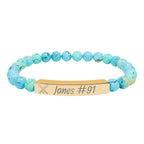 Personalized Baseball/Softball Bracelet | Natural Stone Stretch Bar Bracelet