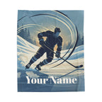 Personalized Hockey Velveteen  Plush Blanket — Custom Name for Players, Moms, and Fans