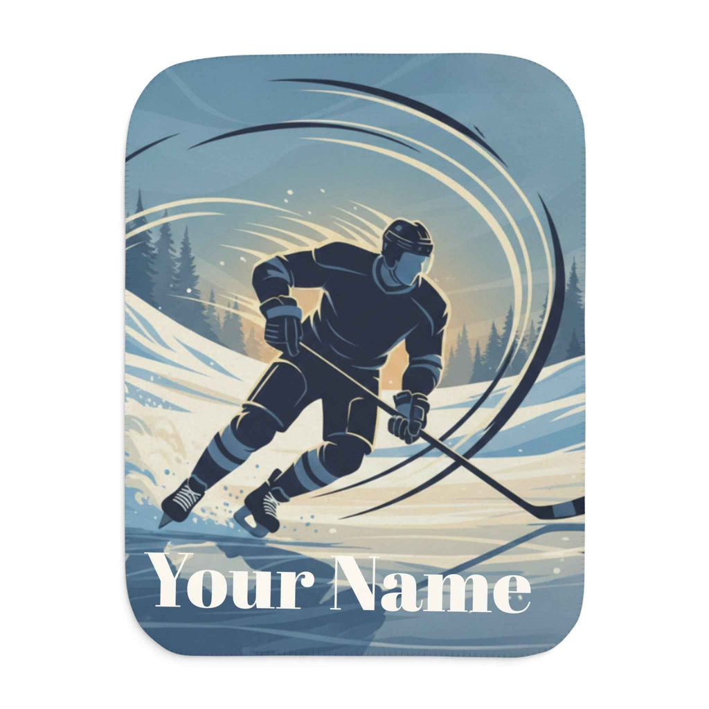 Custom Hockey Player Sherpa Blanket — Personalized Name & Number