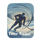 Custom Hockey Player Sherpa Blanket — Personalized Name & Number