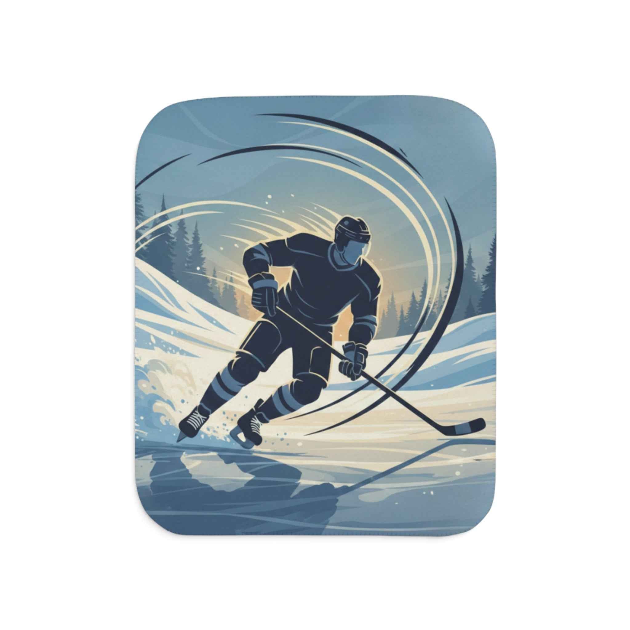 Custom Hockey Player Sherpa Blanket — Personalized Name & Number