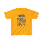 Yellow t-shirt with 'Summer Yeti Vibes' graphic design on a white background
