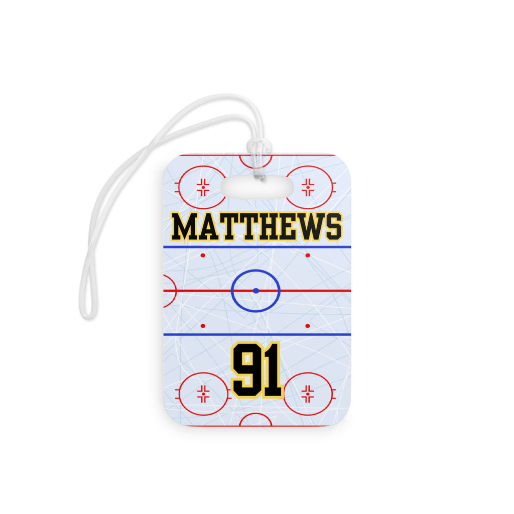 Hockey Luggage Tag — Customizable Name & Number with Game Checklist