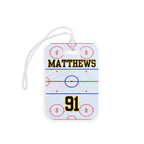 Hockey Luggage Tag — Customizable Name & Number with Game Checklist