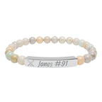 Personalized Baseball/Softball Bracelet | Natural Stone Stretch Bar Bracelet