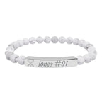 Personalized Baseball/Softball Bracelet | Natural Stone Stretch Bar Bracelet