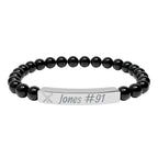 Personalized Baseball/Softball Bracelet | Natural Stone Stretch Bar Bracelet