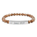 Personalized Baseball/Softball Bracelet | Natural Stone Stretch Bar Bracelet